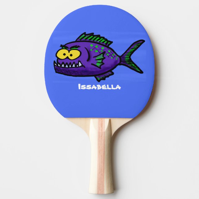 Cartoon Piranha Tischtennis Schläger (Vorderseite)