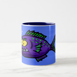 Cartoon Piranha Zweifarbige Tasse