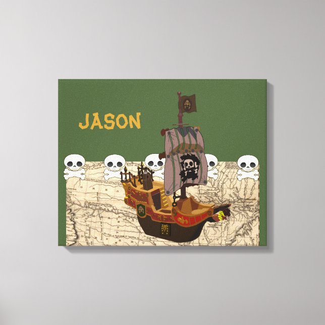 Cartoon Pirate Ship personalisieren Leinwanddruck (Vorderseite)