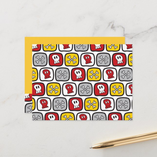 Cartoon Pirate / Skeleton Skulls & Bones Spaß Kind Postkarte (Vorderseite/Rückseite Beispiel)