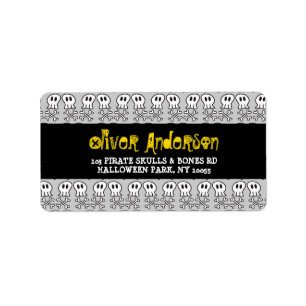 Cartoon Pirate Skulls & Bones Halloween-Adresse Adressaufkleber