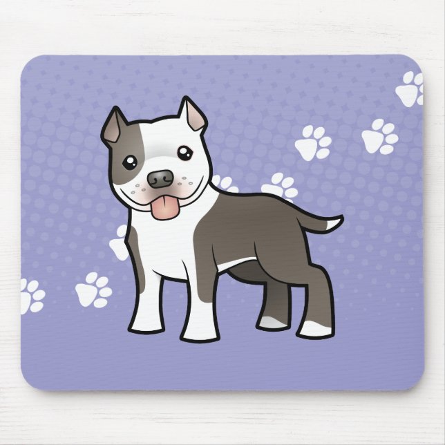 Cartoon Pitbull / American Staffordshire Terrier Mousepad (Vorne)