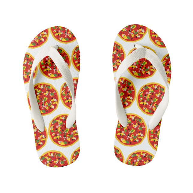 Cartoon Pizza Pattern Kinderbadesandalen (Fußbett)