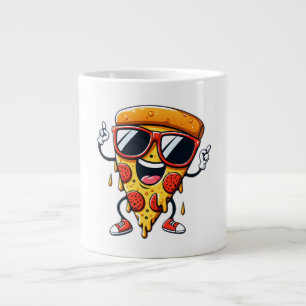 Cartoon Pizza Slice mit Tropfen Cheese Vibes Jumbo-Tasse