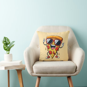 Cartoon Pizza Slice mit Tropfen Cheese Vibes Kissen