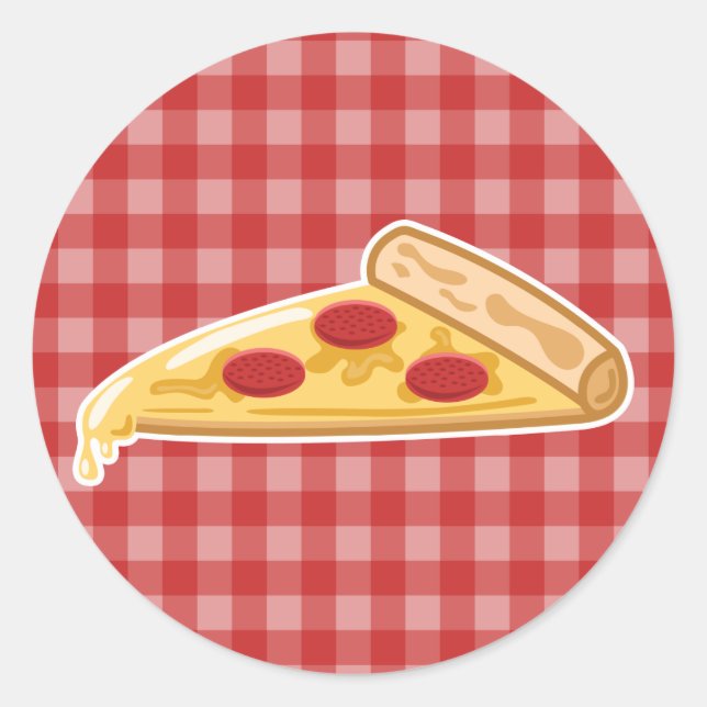 Cartoon Pizza Slice Runder Aufkleber (Vorderseite)