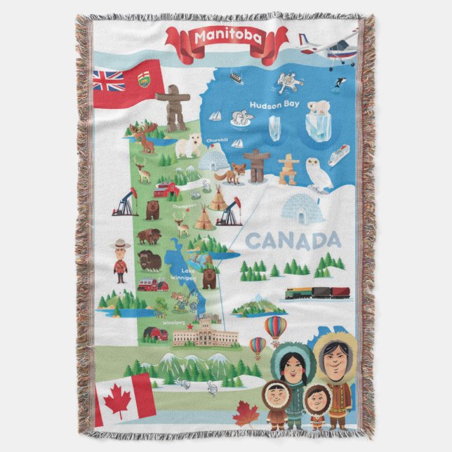 Cartoon-Plakat Manitobas Kanada Decke (Vorderseite Vertikal)