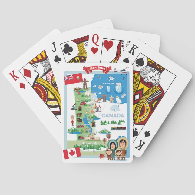Cartoon-Plakat Manitobas Kanada Spielkarten (Rückseite)
