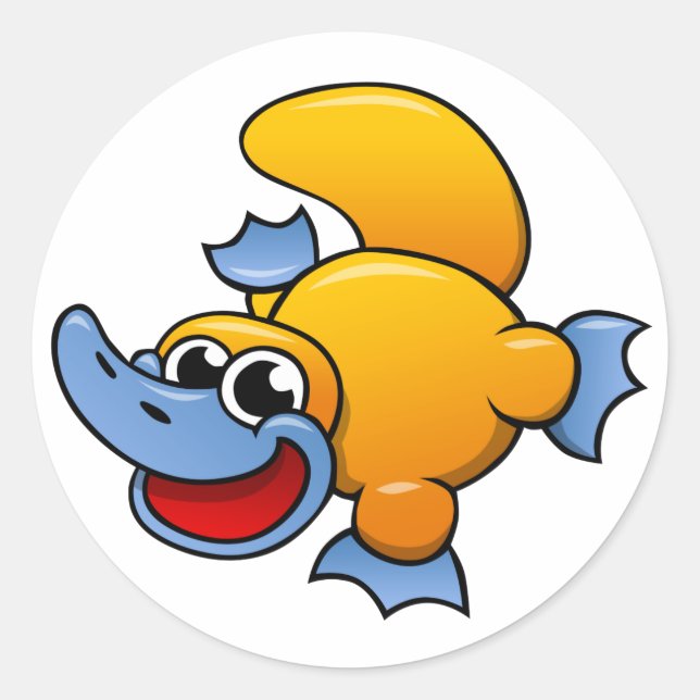 Cartoon Platypus Runder Aufkleber (Vorderseite)