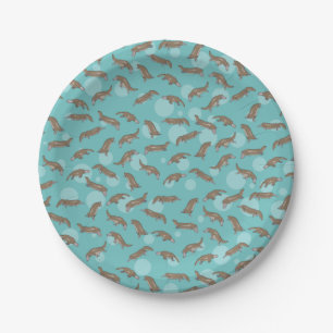 Cartoon Platypus Schwimmen Pappteller