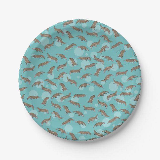 Cartoon Platypus Schwimmen Pappteller (Vorderseite)