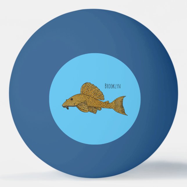 Cartoon Pleco Tischtennisball (Vorderseite)
