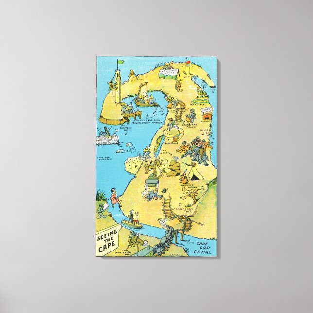 Cartoon Points of Interest on Cape Cod Leinwanddruck (Vorderseite)