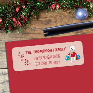 Cartoon Polar Bear Pink Rücksendeadresse