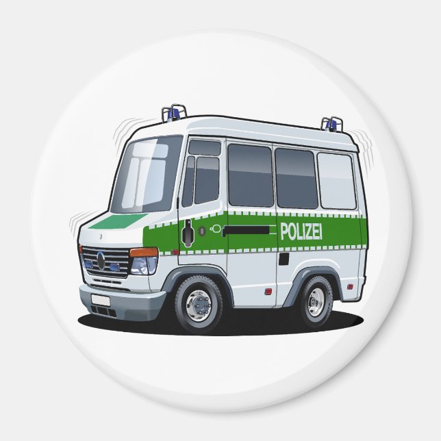 Cartoon Police Van Magnet (Vorne)