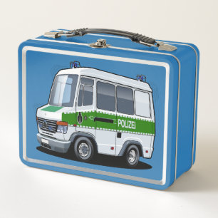Cartoon Police Van Metall Brotdose
