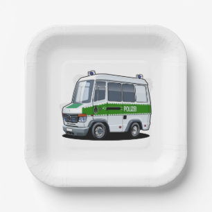 Cartoon Police Van Pappteller
