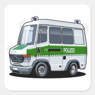 Cartoon Police Van Quadratischer Aufkleber