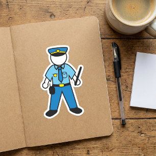 Cartoon Polizeibeamte für Strafverfolgung Quadratischer Aufkleber