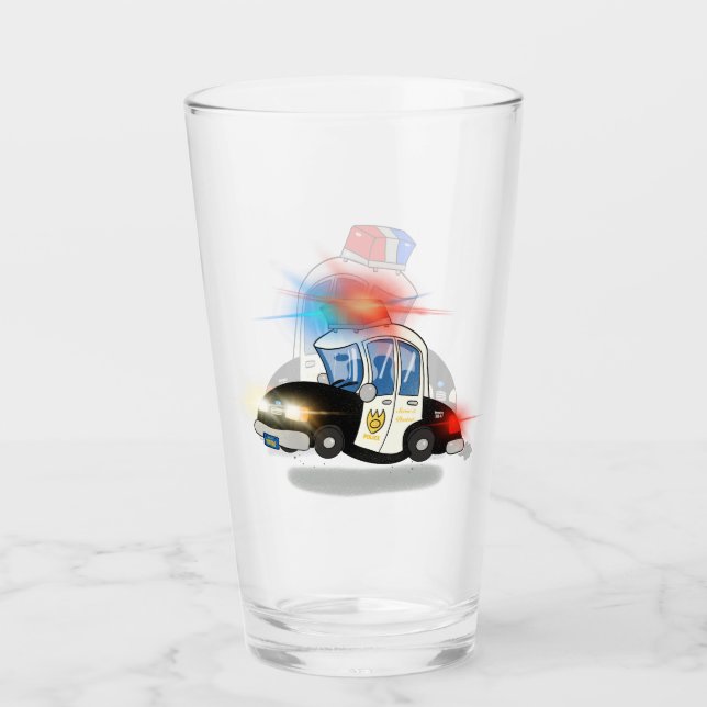 Cartoon Polizeiwagen Glas (Vorderseite)