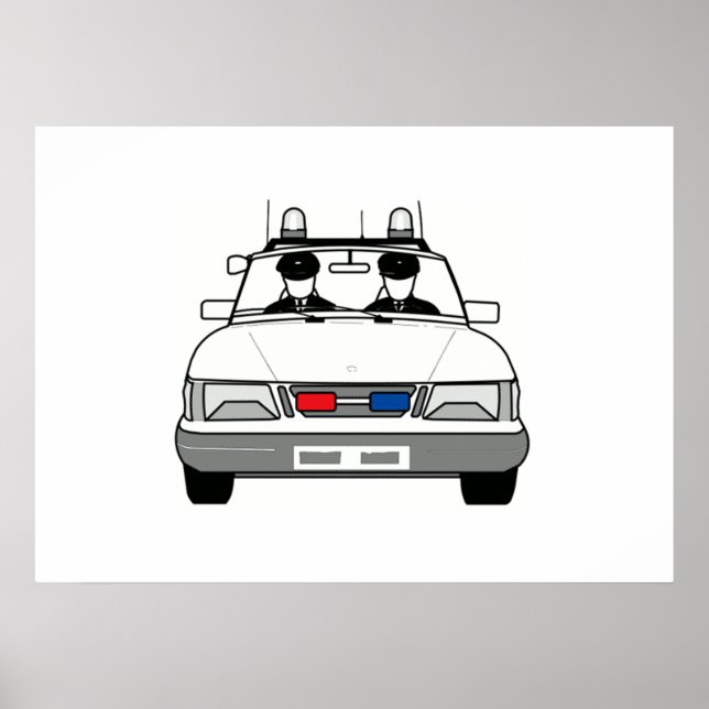 Cartoon Polizeiwagen Poster (Vorne)