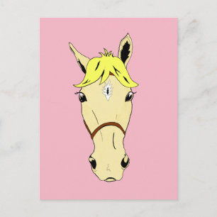 Cartoon Pony on Pink Postkarte
