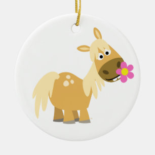 Cartoon Pony und Blume Ornament