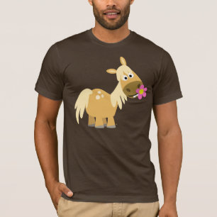 Cartoon-Pony und Blumen-T - Shirt
