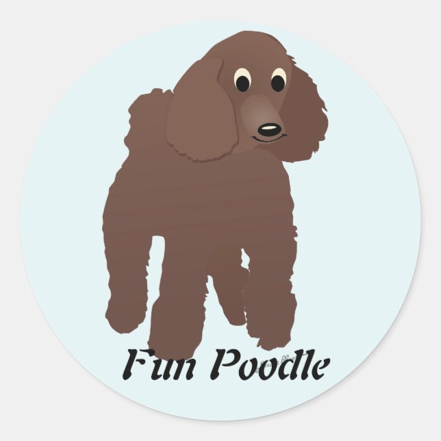 Cartoon Poodle 3 Runder Aufkleber (Vorderseite)