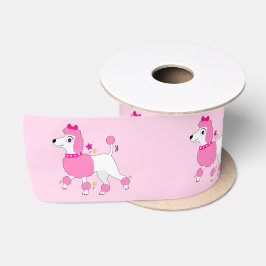 Cartoon Poodle mit rosa Haar und Bow 3" Satinband