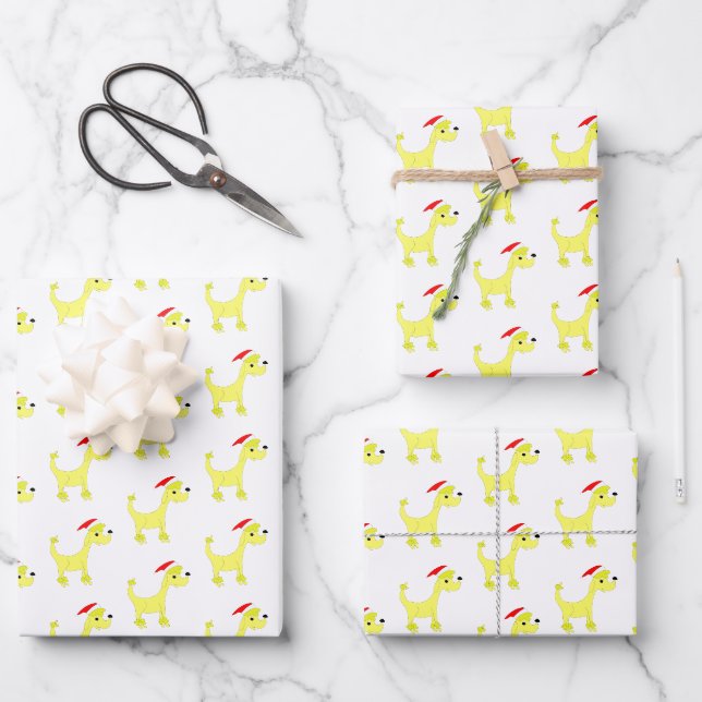 Cartoon Poodle Posh Paws Weihnachten Geschenkpapier Set (Vorderseite)