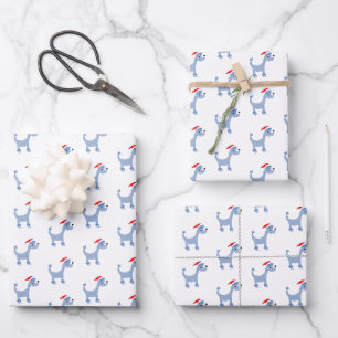 Cartoon Poodle Posh Paws Weihnachten  Geschenkpapier Set