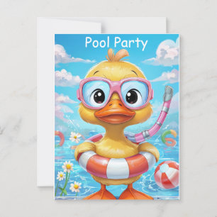 Cartoon Pool Party Dusche mit Schnorchel und Schwi Postkarte