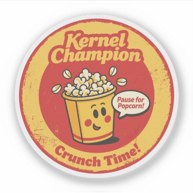 Cartoon Popcorn Ecket "Kernel Champion" Grafik Aufkleber (Vorderseite)