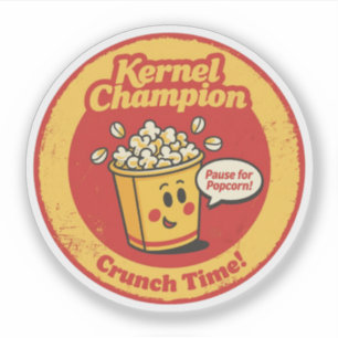 Cartoon-Popcorn-Eimer "Kernel Champion" Grafik Aufkleber