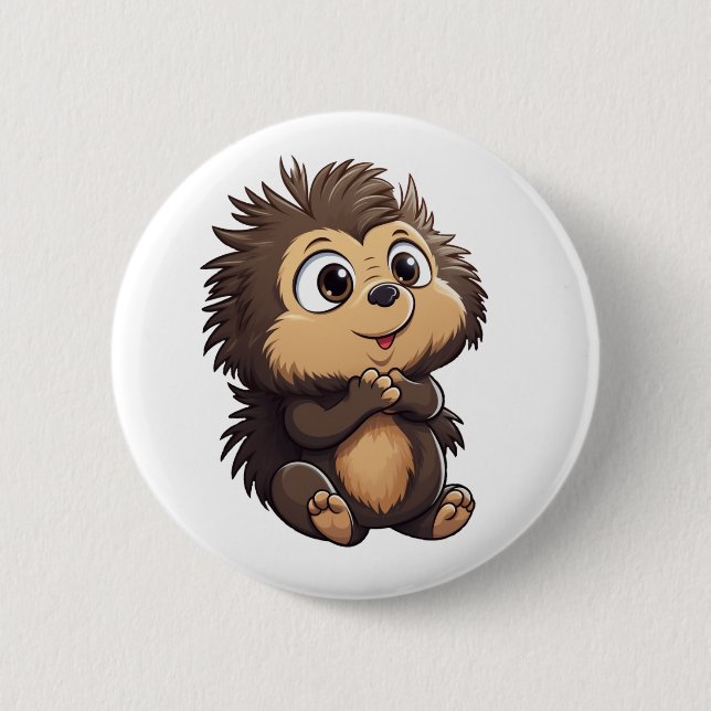 Cartoon-Porcupie-Abbildung Button (Vorderseite)