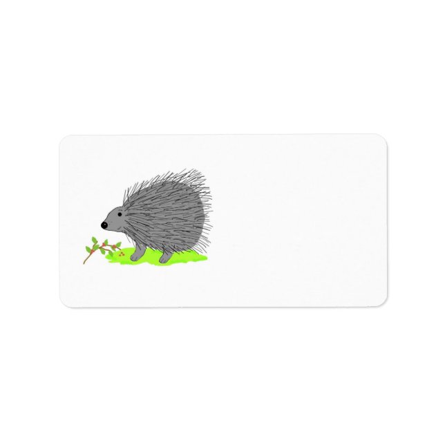 Cartoon Porcupine Adressaufkleber (Vorne)