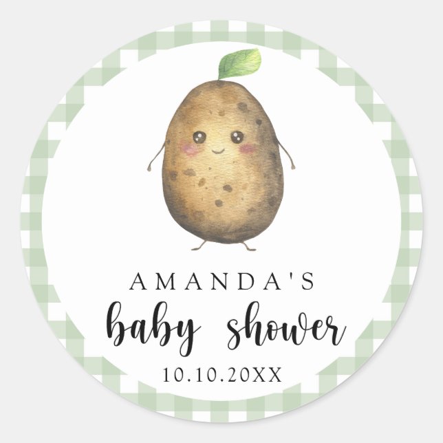 Cartoon Potato Baby Dusche Runder Aufkleber (Vorderseite)