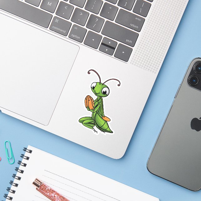 Cartoon Praying Mantis Aufkleber (Laptop mit iPhone)