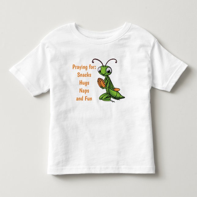 Cartoon Praying Mantis Personalisiert Kleinkind T-shirt (Vorderseite)