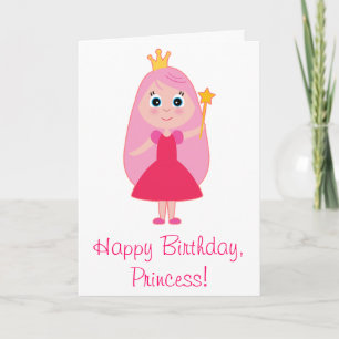 Cartoon Princess Happy Birthday Karte