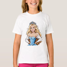 Cartoon Princess Long Hair Tiara Crown Ball Gown