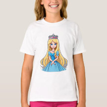 Cartoon Princess Long Hair Tiara Crown Ball Gown