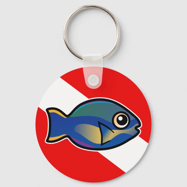 Cartoon Princess Parrotfish Tauchflagge Schlüsselanhänger (Vorderseite)