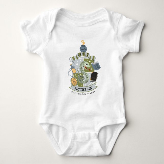 Cartoon Proud Slytherin Wappen Baby Strampler (Vorderseite)