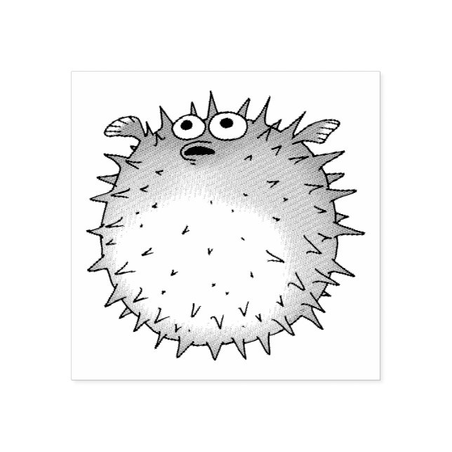 Cartoon Pufffisch Gummistempel (Prägung)