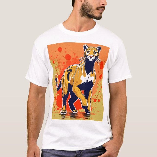 Cartoon Puma Splash Logo: Transparenter Hintergrun T-Shirt (Vorderseite)