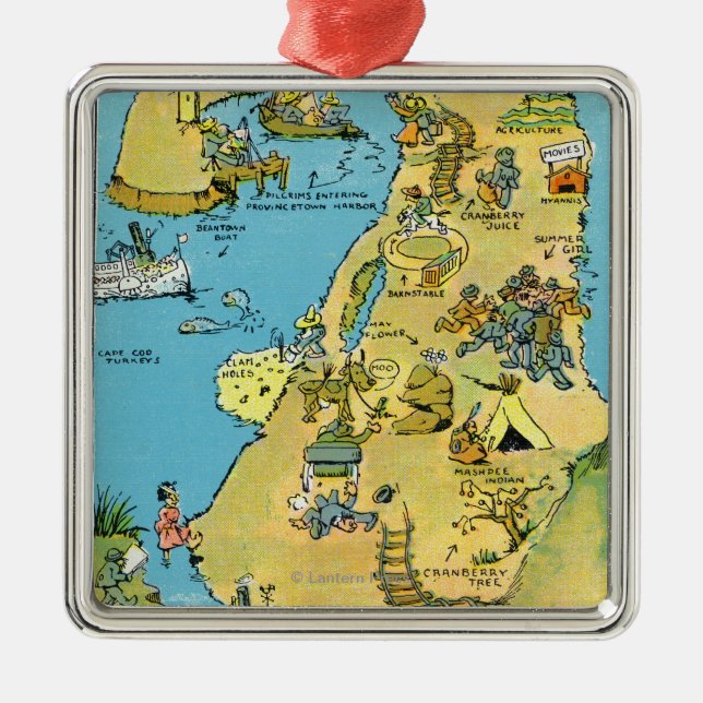 Cartoon-Punkte von Zinsen auf Cape Cod Silbernes Ornament (Vorne)