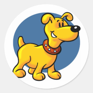 Cartoon Puppy Dog Runder Aufkleber