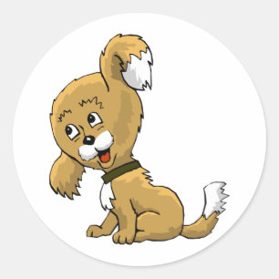 Cartoon Puppy Runder Aufkleber